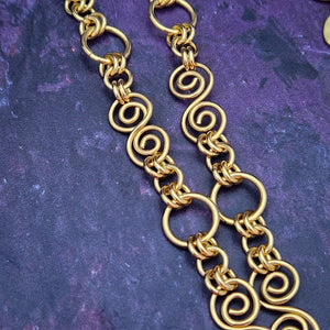 READY TO SHIP INFINITY SOFT LOCKING CHAIN COLLAR, Gold with Ocean Jasper, One of A Kind