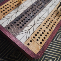 THE HEIRLOOM  CRIBBAGE GAME SET with STORAGE BOX -  Teak, Oak and Walnut Stains - from THE NAVARRI GAME COLLECTION