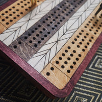 THE HEIRLOOM  CRIBBAGE GAME SET with STORAGE BOX -  Teak, Oak and Walnut Stains - from THE NAVARRI GAME COLLECTION