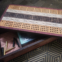 THE HEIRLOOM  CRIBBAGE GAME SET with STORAGE BOX -  Teak, Oak and Walnut Stains - from THE NAVARRI GAME COLLECTION