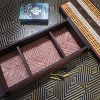 THE HEIRLOOM  CRIBBAGE GAME SET with STORAGE BOX -  Teak, Oak and Walnut Stains - from THE NAVARRI GAME COLLECTION