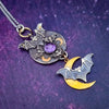 A gothic inspired pendant with a rose cut amethyst set in a haven of bats in flight. By My Secret Heart Studios