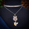 A gothic inspired pendant with a rose cut amethyst set in a haven of bats in flight. By My Secret Heart Studios