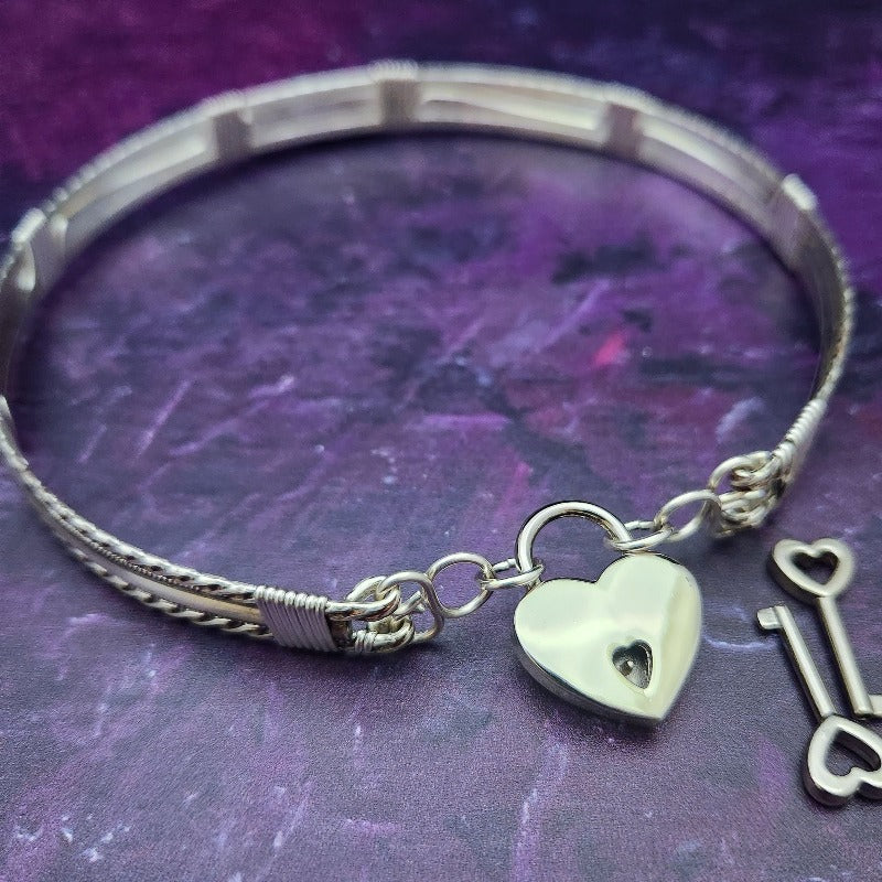 BABYLON Pyrite and Sterling Silver Locking Submissive Collar