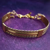 Bold, dramatic and luxurious, this KEY KEEPER BRACELETS is from our BABYLON COLLECTION. A detachable chain safely holds the key to Your submissive's lock.  Lobster clasps clip into rings attached to the cuff, which makes removing the chain and key simple. Never lose that all important, tiny key!  By My Secret Heart Studios