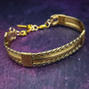 Bold, dramatic and luxurious, this KEY KEEPER BRACELETS is from our BABYLON COLLECTION. A detachable chain safely holds the key to Your submissive's lock.  Lobster clasps clip into rings attached to the cuff, which makes removing the chain and key simple. Never lose that all important, tiny key!  By My Secret Heart Studios