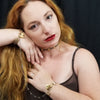 Dekka's BDSM Submissive Handcuff Bracelets or Anklets feature sterling silver lattice work with delicate precious metal accents for a luxurious, daring look. With its intricate design, these bracelets or anklets communicate Ownership in a stylish, understated way.