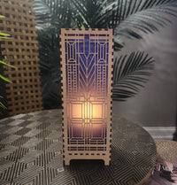 This striking DOMARA 11" LED lamp draws inspiration from Frank Lloyd Wright's iconic design philosophy, marrying contemporary lighting technology with artisanal craftsmanship. By Studio Navarri