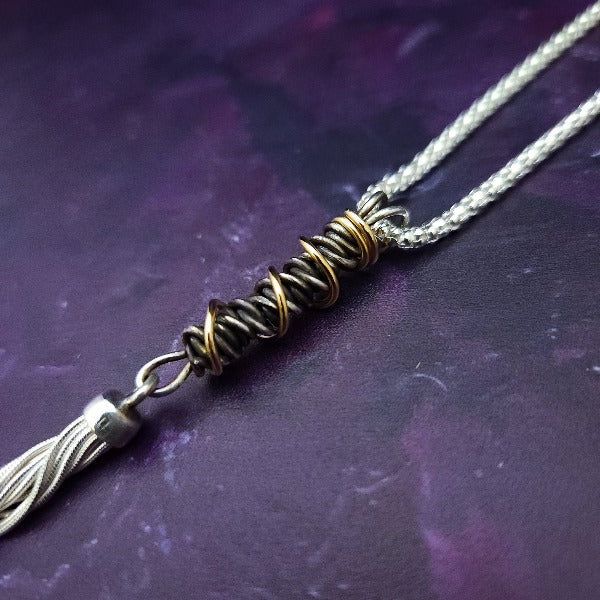 * READY TO SHIP Pendant, Flogger, Blackened Sterling Silver with Gold Accents