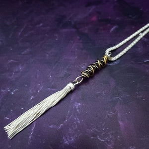 * READY TO SHIP Pendant, Flogger, Blackened Sterling Silver with Gold Accents