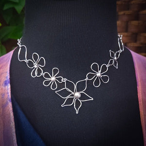 *Ready To Ship Garden Silhouette Necklace, Dahlia and Daisies {One-Of-A-Kind}