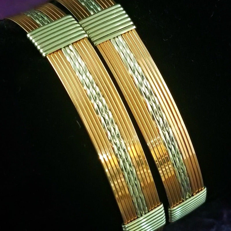 GODIVA Handcuff Bracelets {Pair} Yellow Gold Filled with Sterling Twists {Locking or Traditional Version}
