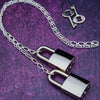 Transform this chain into a beautiful restraint for handcuffs or ankle bracelets, or wear it around the neck as a locking collar for submissives or a decorative chain necklace for Dominants. Oh... it can also be connected to the back of a collar and worn down the back. Super sexy!  Ohh... and a little tug on the chain with tighten that collar {think choke chain ;-} This versatile little piece is sure to be loved!
