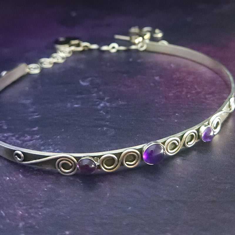 PRE-ORDER ~ Infinity Locking Submissive COLLAR, Amethyst and Sterling