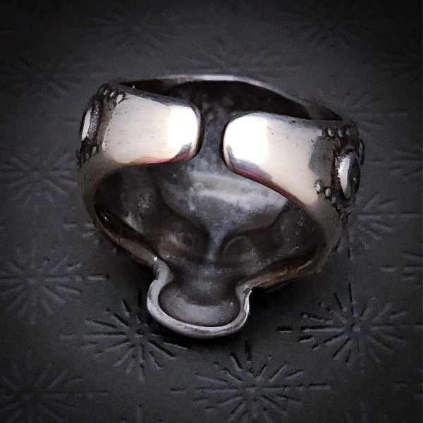 The Rager Ring looks like it may have been dug up from the depths of Hades. A moody blend of darkness and fury - but its exquisitely detailed floral adornments softly proclaim its heartfelt sophistication. My Secret Heart Studios