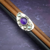 SOLD - One of A Kind Ring, Sterling, Amethyst, Opal and Swiss Blue Gems