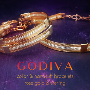 GODIVA Handcuff Bracelets {Pair} Rose Gold with Sterling Twists {Locking or Traditional Version}