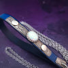 READY TO SHIP PET LEASH for Submissive, Sterling Silver, Deep Blue Leather and Opal, One of A Kind