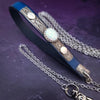 READY TO SHIP PET LEASH for Submissive, Sterling Silver, Deep Blue Leather and Opal, One of A Kind