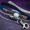 READY TO SHIP PET LEASH for Submissive, Sterling Silver, Deep Blue Leather and Opal, One of A Kind