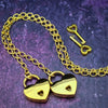 Transform this chain into a beautiful restraint for handcuffs or ankle bracelets, or wear it around the neck as a locking collar for submissives or a decorative chain necklace for Dominants. Oh... it can also be connected to the back of a collar and worn down the back. Super sexy!  Ohh... and a little tug on the chain with tighten that collar {think choke chain ;-} This versatile little piece is sure to be loved!