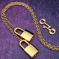 Transform this chain into a beautiful restraint for handcuffs or ankle bracelets, or wear it around the neck as a locking collar for submissives or a decorative chain necklace for Dominants. Oh... it can also be connected to the back of a collar and worn down the back. Super sexy!  Ohh... and a little tug on the chain with tighten that collar {think choke chain ;-} This versatile little piece is sure to be loved!