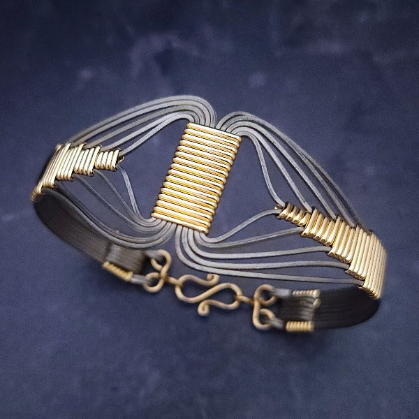 Buy ZIVOM Black Wire Gold Stainless Steel Designer Cuff Kada Free Size  Openable Lock Online at Best Prices in India - JioMart.