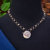 The locking submissive barbed collar can be worn with or without the medallion, and the medallion can be worn on other collars and chains. By My Secret Heart Studios