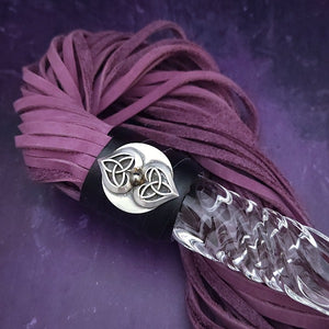 This limited edition Celtic Hearts Flogger is graced with a handcrafted sterling silver medallion of two Celtic Hearts. Full of mystic and heritage. For the 2023 holidays, only 4 of these have been created!  Get one now, but hurry - only 4 have been crafted. Ready To Ship!