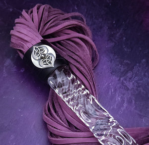 This limited edition Celtic Hearts Flogger is graced with a handcrafted sterling silver medallion of two Celtic Hearts. Full of mystic and heritage. For the 2023 holidays, only 4 of these have been created!  Get one now, but hurry - only 4 have been crafted. Ready To Ship!