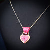 Revamp your locks with a touch of style. This locking soft chain collars features a small heart lock, adorned with a vibrant pink burst pattern and a sparkling center crystal. The embellished lock can also be worn with other collars and chains. Strut your ownership/submission in style ... never wear a plain ole' lock again!!