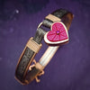 Revamp your locks with a touch of style. This locking soft chain collars features a small heart lock, adorned with a vibrant pink burst pattern and a sparkling center crystal. The embellished lock can also be worn with other collars and chains. Strut your ownership/submission in style ... never wear a plain ole' lock again!!