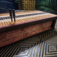 THE HEIRLOOM  CRIBBAGE GAME SET with STORAGE BOX -  Teak, Oak and Walnut Stains - from THE NAVARRI GAME COLLECTION