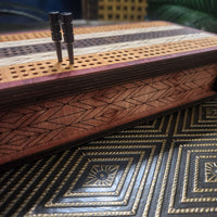 THE HEIRLOOM  CRIBBAGE GAME SET with STORAGE BOX -  Teak, Oak and Walnut Stains - from THE NAVARRI GAME COLLECTION