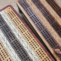 THE HEIRLOOM  CRIBBAGE GAME SET with STORAGE BOX -  Teak, Oak and Walnut Stains - from THE NAVARRI GAME COLLECTION