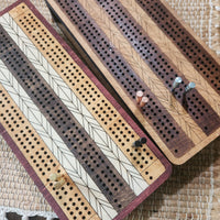 THE HEIRLOOM  CRIBBAGE GAME SET with STORAGE BOX -  Teak, Oak and Walnut Stains - from THE NAVARRI GAME COLLECTION