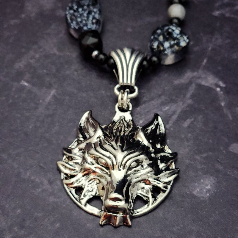This striking stainless steel wolf pendant is adorned with asymmetrical gems for a unique look, making this one of a kind necklace an unforgettable addition to your wardrobe. Dare to be bold and unleash your power with GROWL!