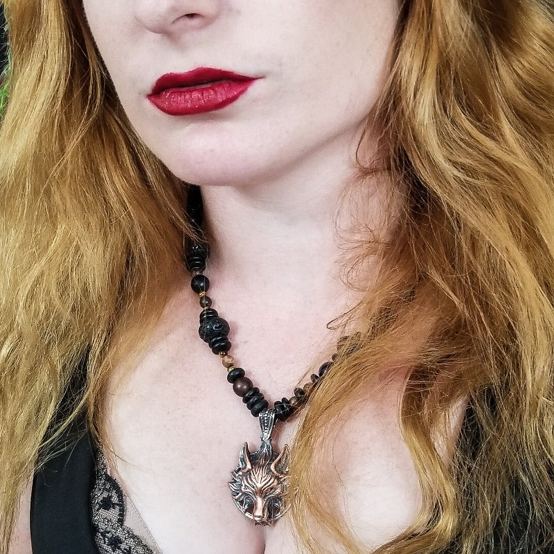 * READY TO SHIP Wolf Necklace, PROWLER, One of a Kind