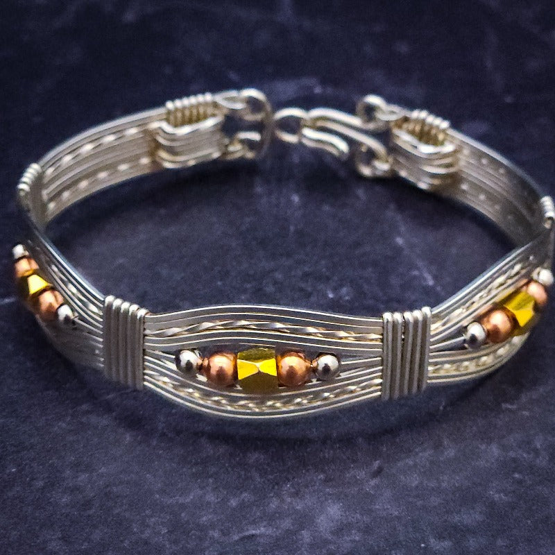 *READY TO SHIP* BEADED Handcuff Bracelet, Sterling and Mixed Metal Beads {Traditional Clasp} SIZE 6.50-7.0