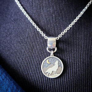 Howling Wolf Chain Collar and Collar Slide