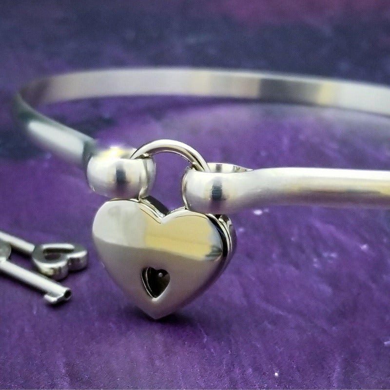 SLEEK Locking Submissive Collar, Sterling Silver
