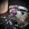 THESE LIMITED EDITION LOCKING BRACELETS are part of our SOFT and SWEET Collection and are created in a classic floral pattern of sterling silver and embellished with a luxurious Star Ruby Cabochon. A romantic, elegant way to show you Ownership / submission. Beautifully feminine and romantic. By My Secret Heart Studios
