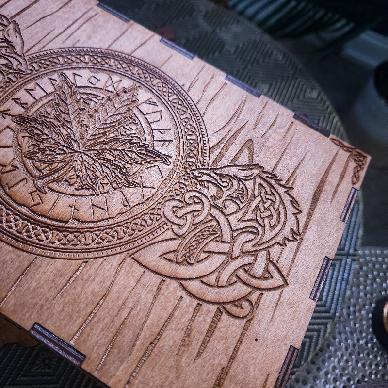 Celtic Dragon Stash Box, Oak