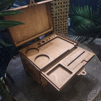 Celtic Dragon Stash Box, open to show compartments