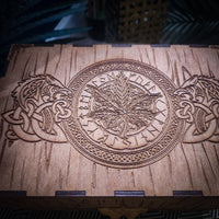 Engraved Marijuana Leaves and Celtic Dragons