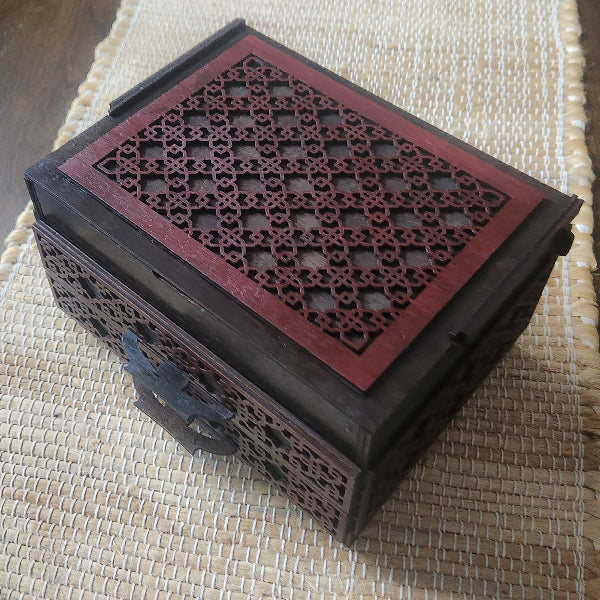 TERASSO Jewelry Box, Walnut & Rosewood Stains with FREE ENGRAVING