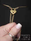 Transform this chain into a beautiful restraint for handcuffs or ankle bracelets, or wear it around the neck as a locking collar for submissives or a decorative chain necklace for Dominants. Oh... it can also be connected to the back of a collar and worn down the back. Super sexy!  Ohh... and a little tug on the chain with tighten that collar {think choke chain ;-} This versatile little piece is sure to be loved!