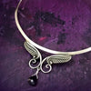 For Your Angel. (Even brats look like the sweet little angels in this collar, lol.) Sterling silver with a faceted briolette drop in Black Onyx crystal. Traditional hook and eye clasp.