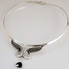 For Your Angel. (Even brats look like the sweet little angels in this collar, lol.) Sterling silver with a faceted briolette drop in Black Onyx crystal. Traditional hook and eye clasp.