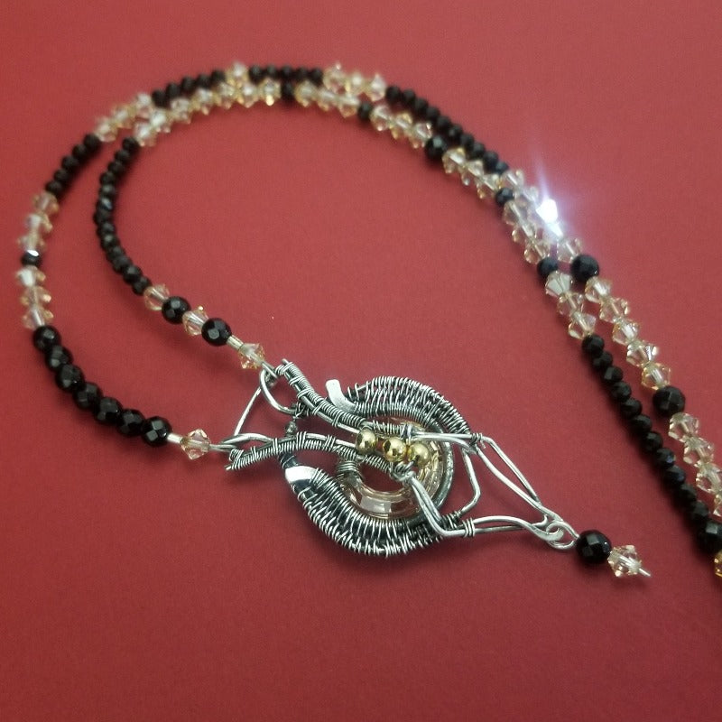 CRYSTAL COSMOS Pendant, Golden Shadow and Black Onyx